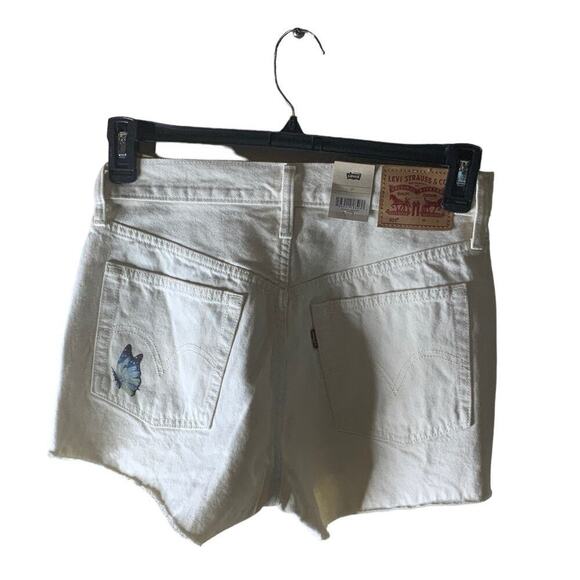 Levi's 501 Shorts Size 30 High Rise Button Fly Butterfly Cut Off Denim White NWT - Picture 4 of 13